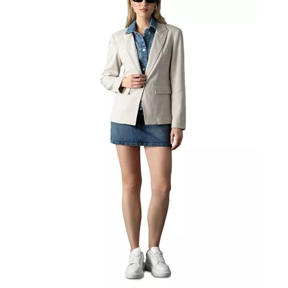 Blue Revival – Dual-Fabric Blazer – Sand with Denim Collar Insert – Size Small - Picture 10 of 10